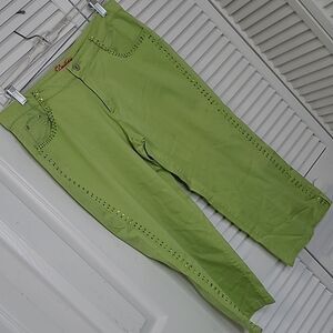 Destiny Jeans sz 11/12 chartreuse green sequined cropped jeans